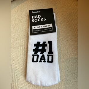 🧦 Dad Socks #1 Dad Crew Socks White Black Funny Gift Size 7-13